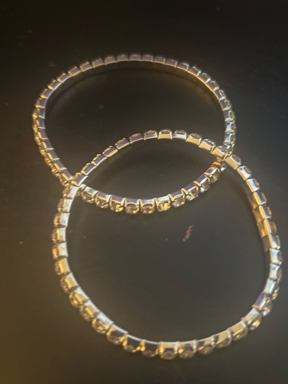 Women's Silver Stretch Crystal Tennis Bracelet Set - 2 Pack